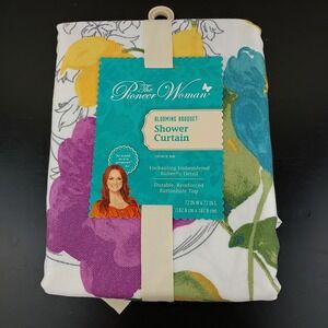 NEW The Pioneer Woman Blooming Bouquet Shower Curtain Floral Embroidered 72x72